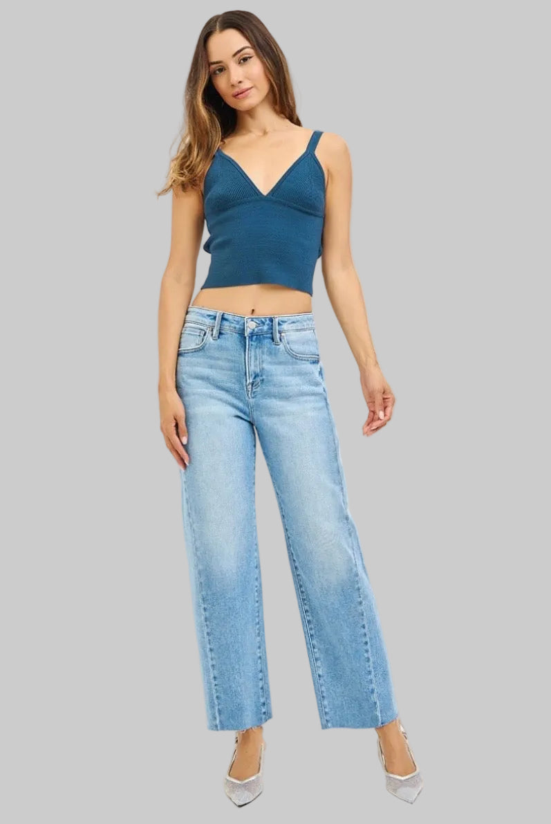 Risen Cropped Barrel Jean with Side Seam Detail