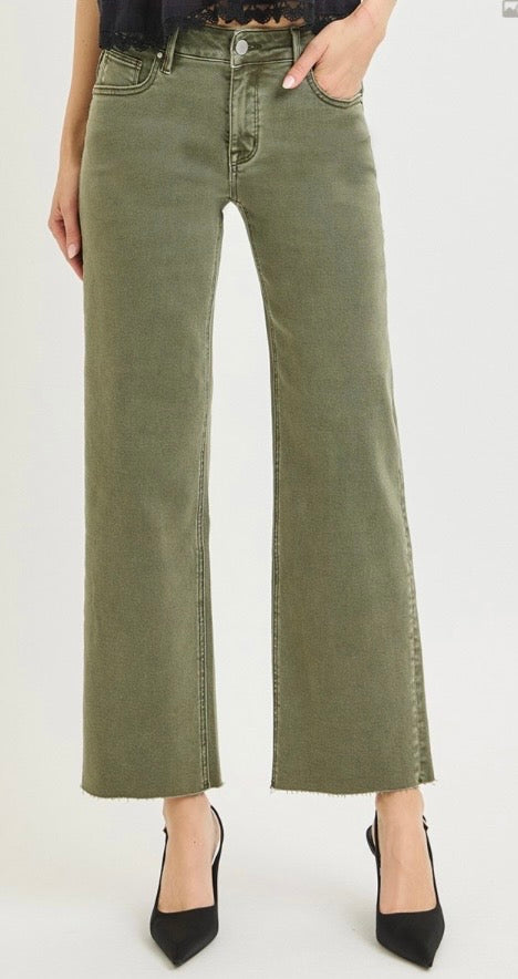 TUMMY CONTROL MID RISE ANKLE STRAIGHT RAW HEM JEANS