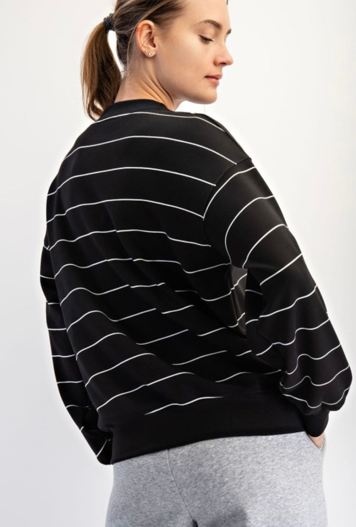 MODAL SCUBA STRIPE CREW NECK TOP