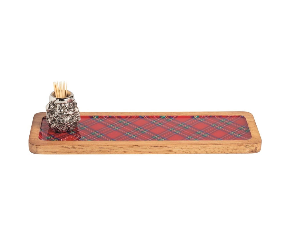 Tartan Plaid Rectangle Wood Tray Set