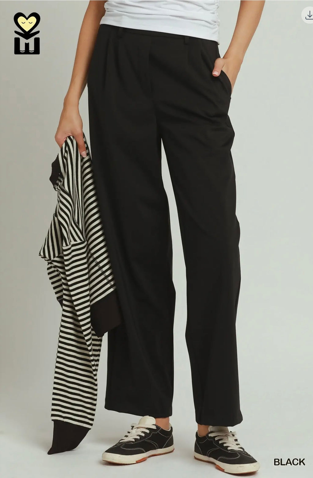 Elastic Waist Pleated Wide Leg Butter Soft Dress Pant
