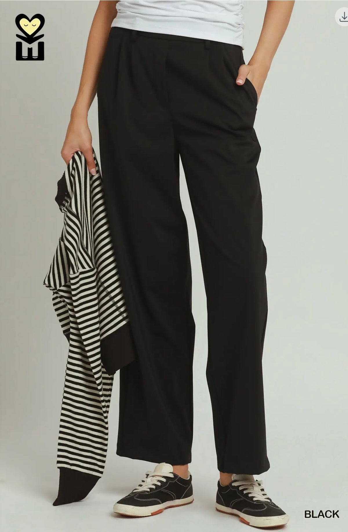 Elastic Waist Pleated Wide Leg Butter Soft Dress Pant