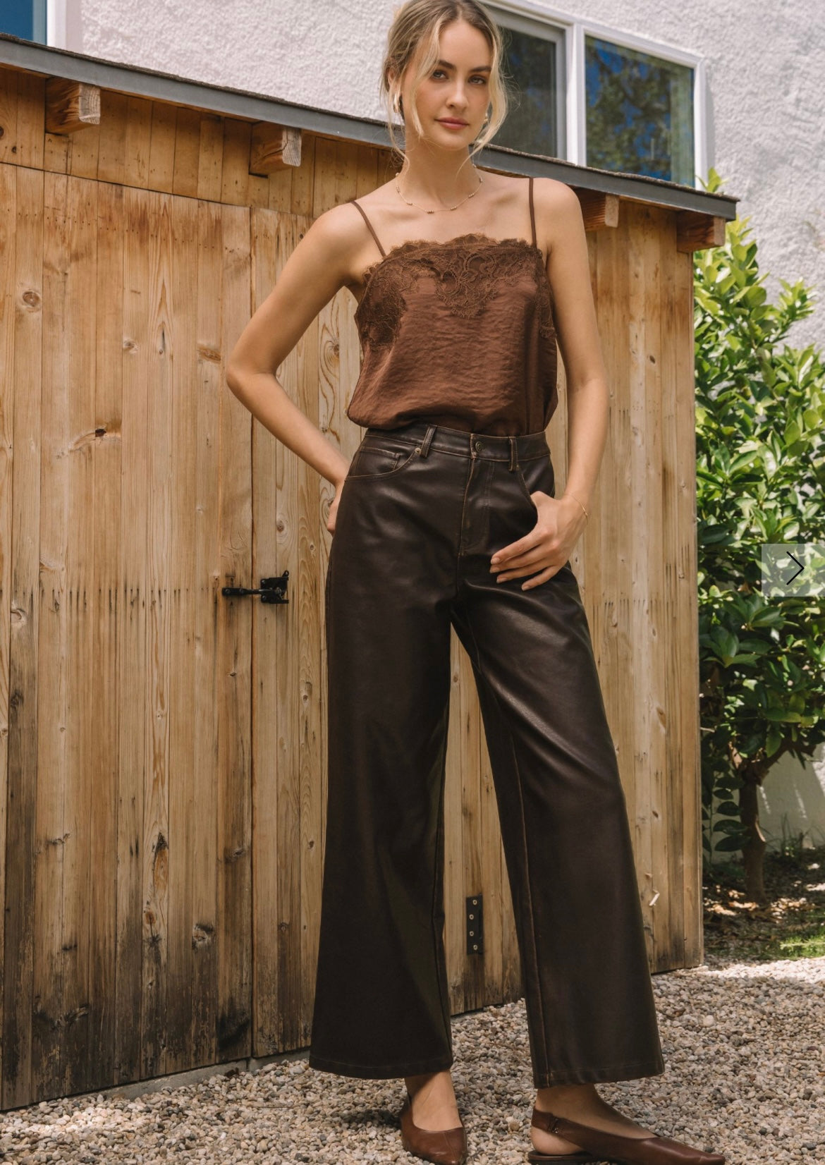 Distressed Faux Leather Pants