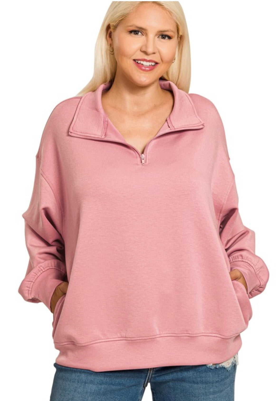 Curvy Scuba Quarter-zip Pullover