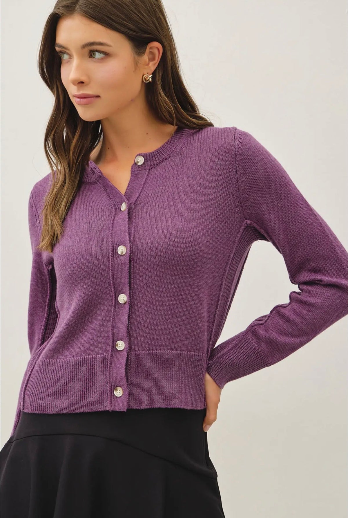 Wool Blend Classic Cut Button Up Cardigan