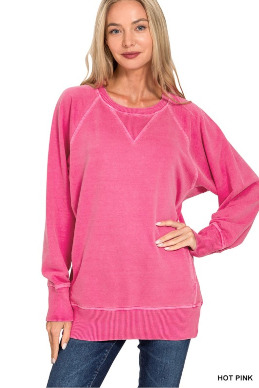 Pigment Dyed French Terry Pullover with Pockets