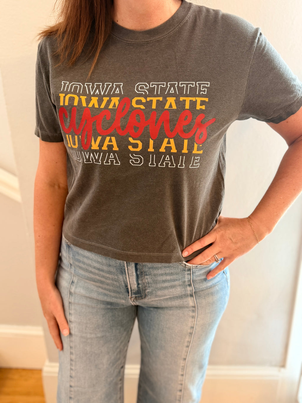 Cyclones Mom Crop Tee