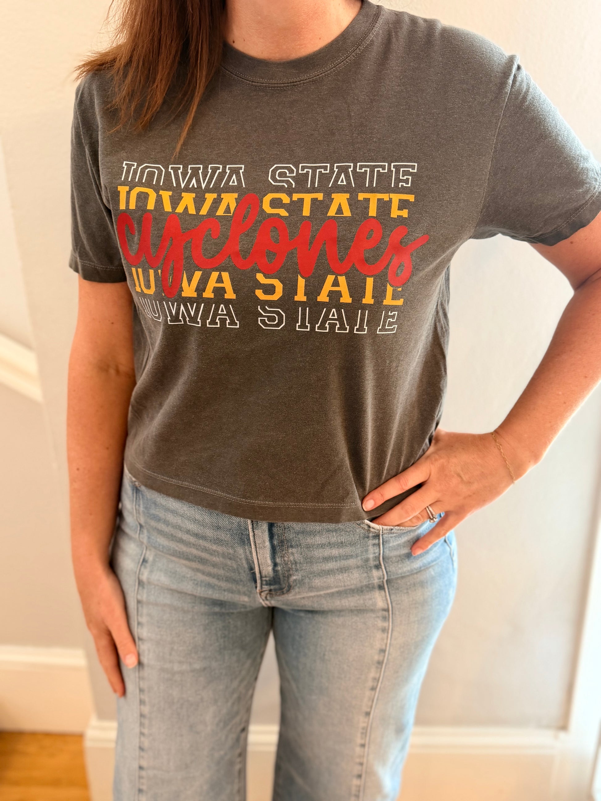 Cyclones Mom Crop Tee