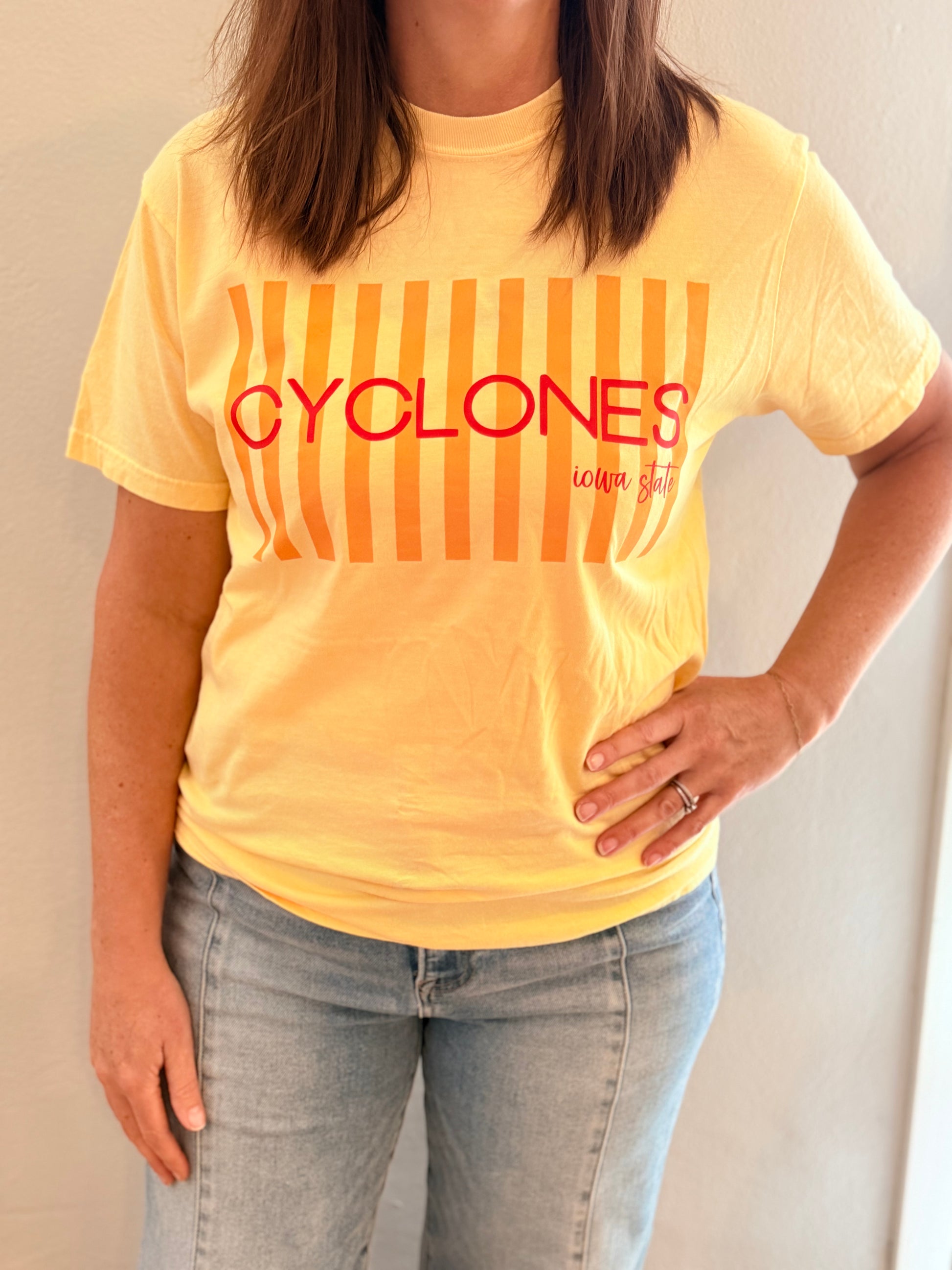 Cyclones Lines Butter Yellow Tee
