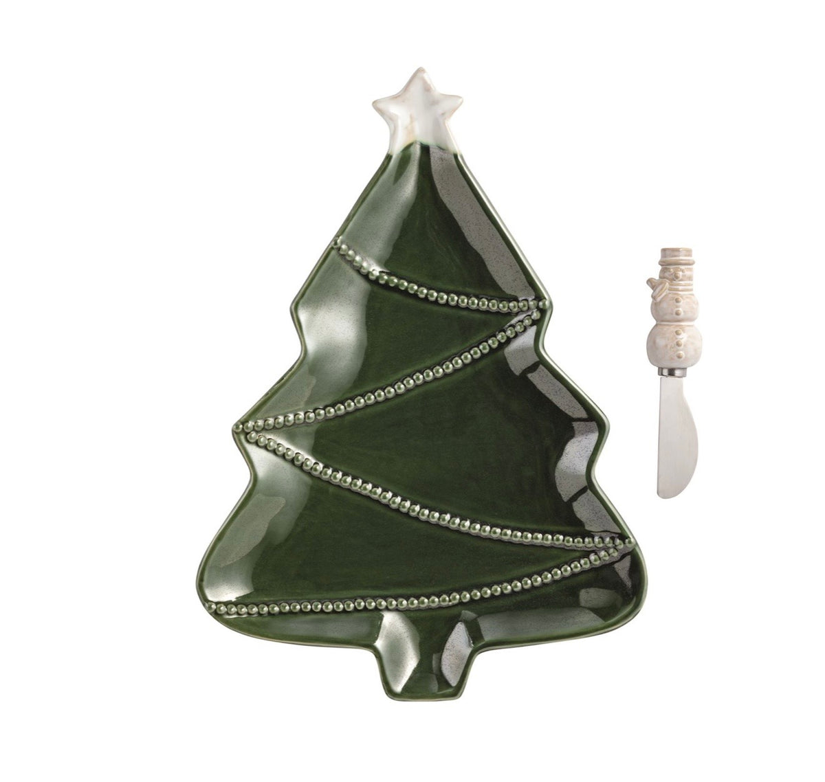 White Christmas Tree Platter Set