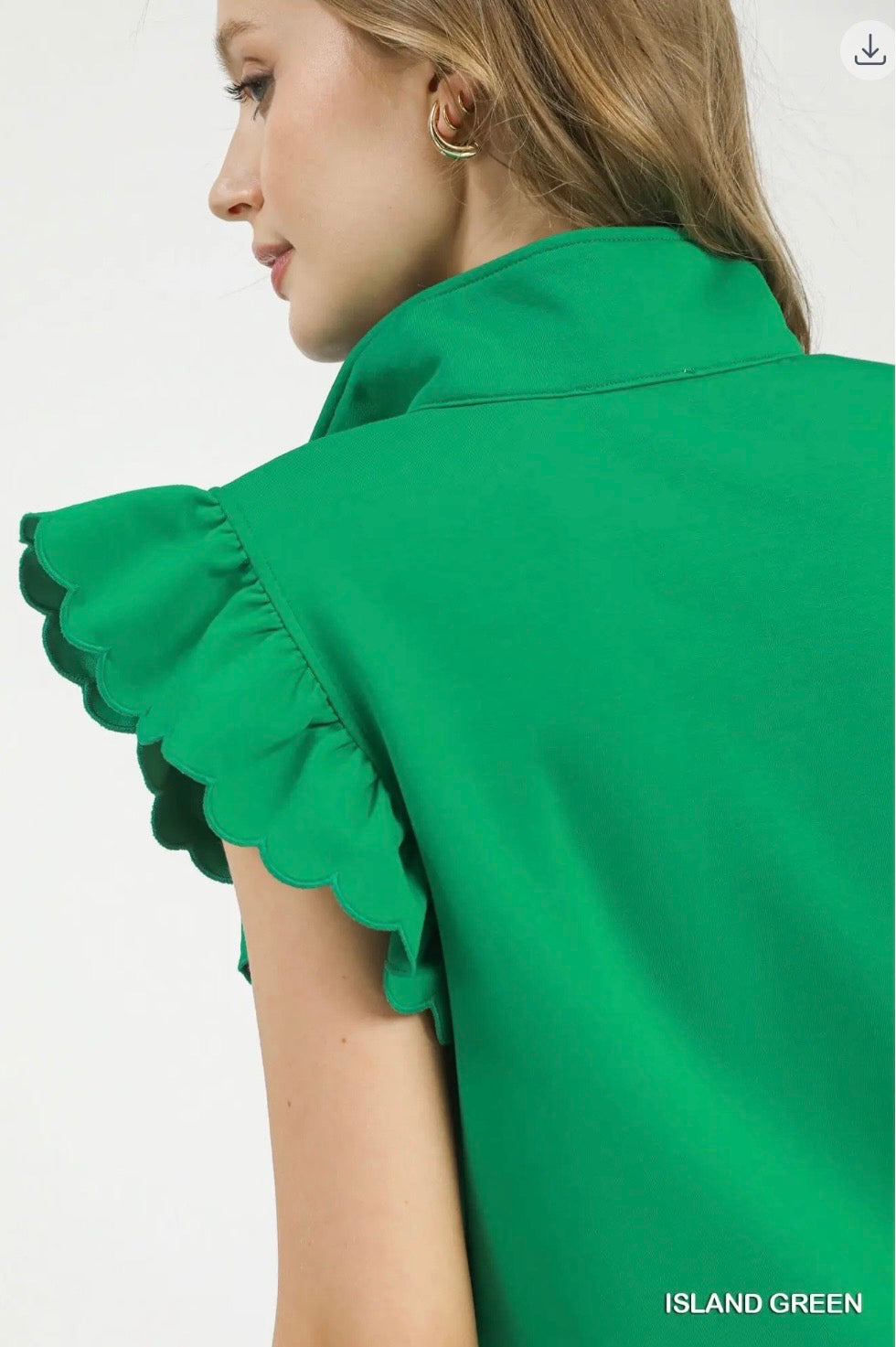 Ruffle Sleeve Zip Up Sweatshirt