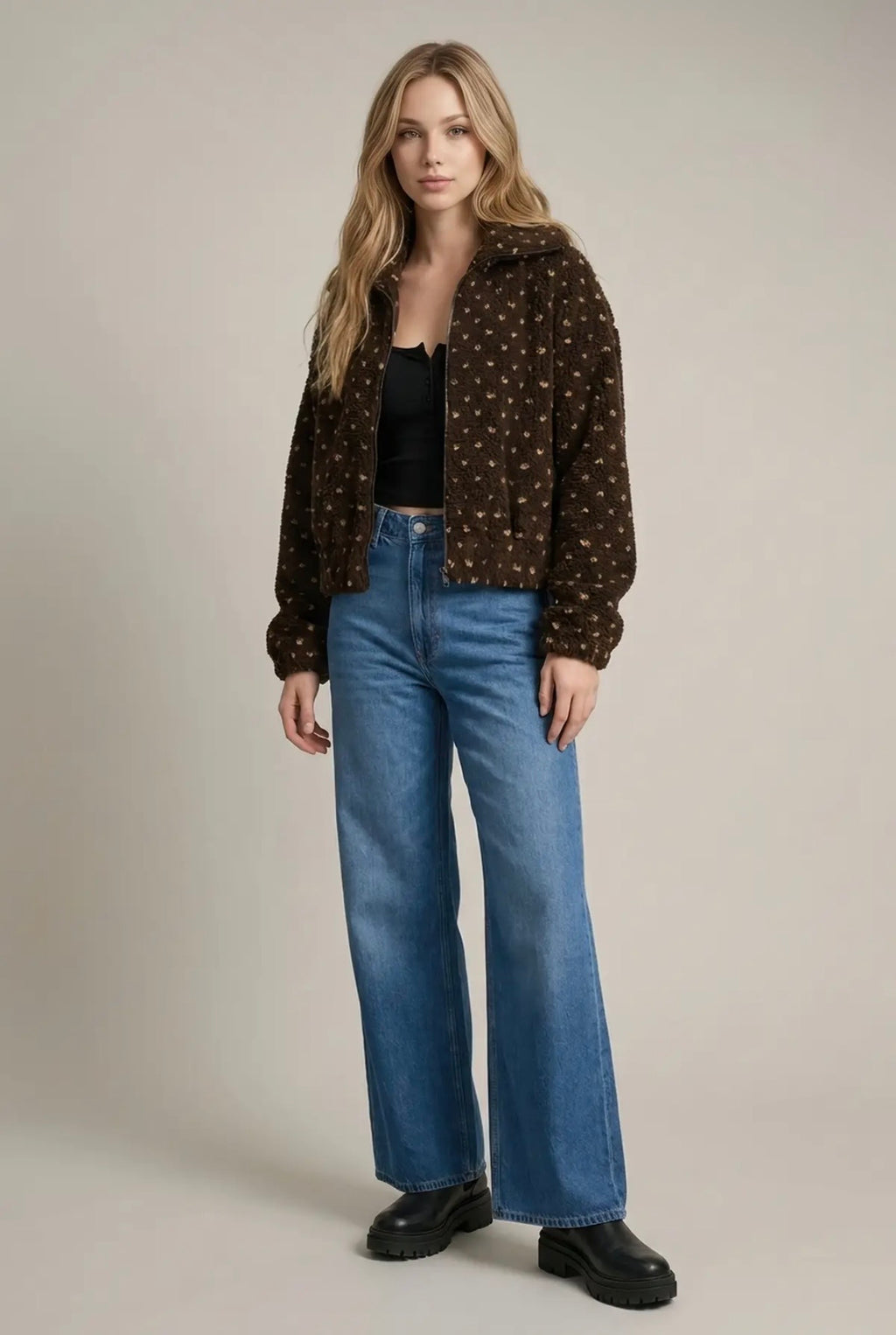 Heart Fleece Zip-up Jacket