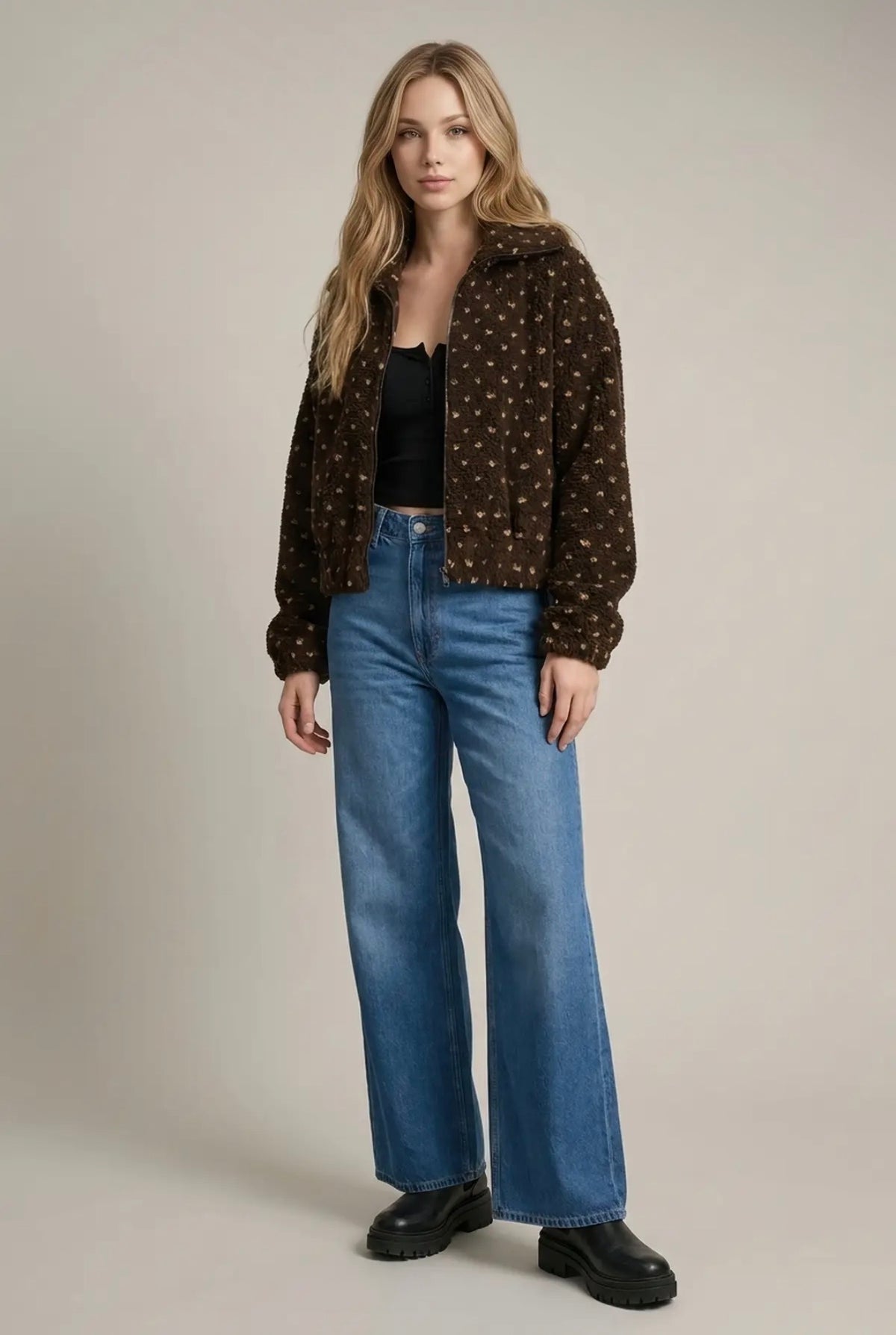 Heart Fleece Zip-up Jacket