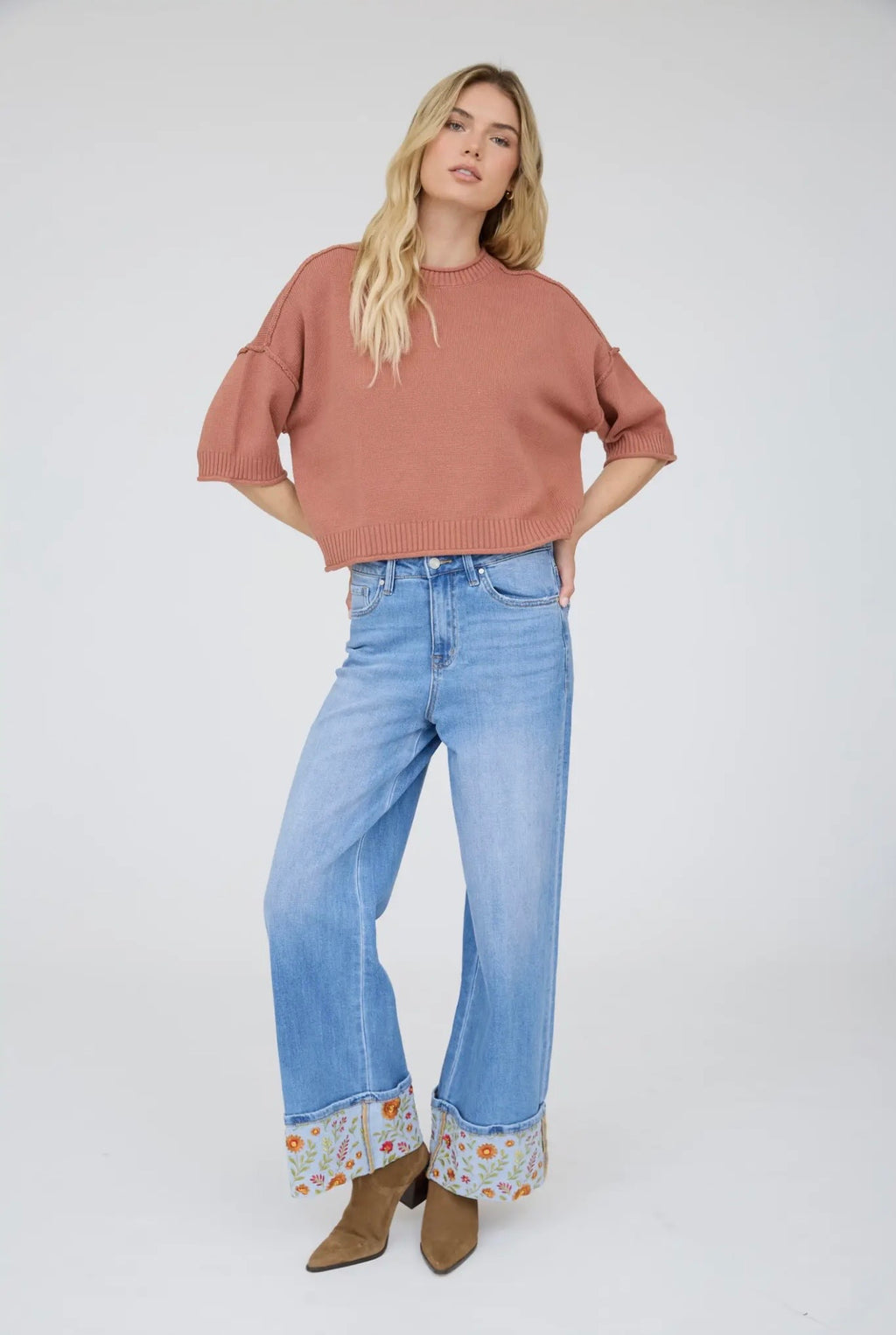 Exposed Seam Drop Shoulder Sweater
