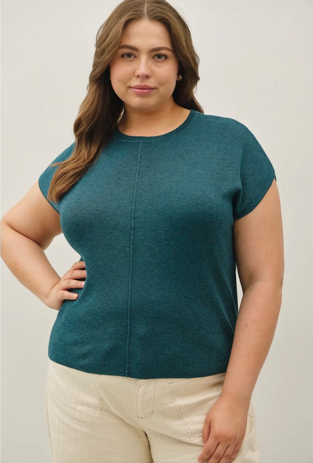 Curvy Ultrasoft Cap Sleeve Short Sleeve Sweater