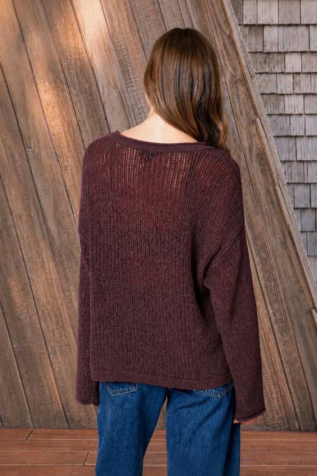Long Sleeve Open Knit Sweater