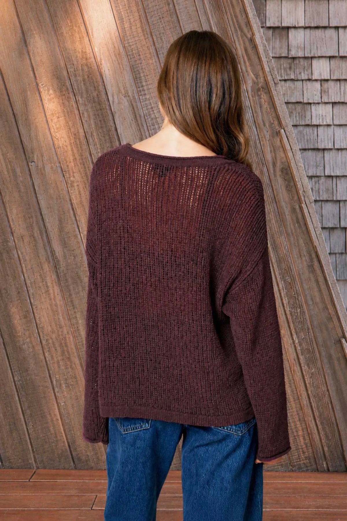 Long Sleeve Open Knit Sweater