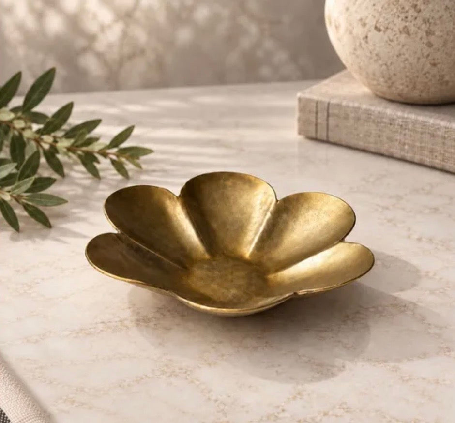 Antique Gold Flower Dish