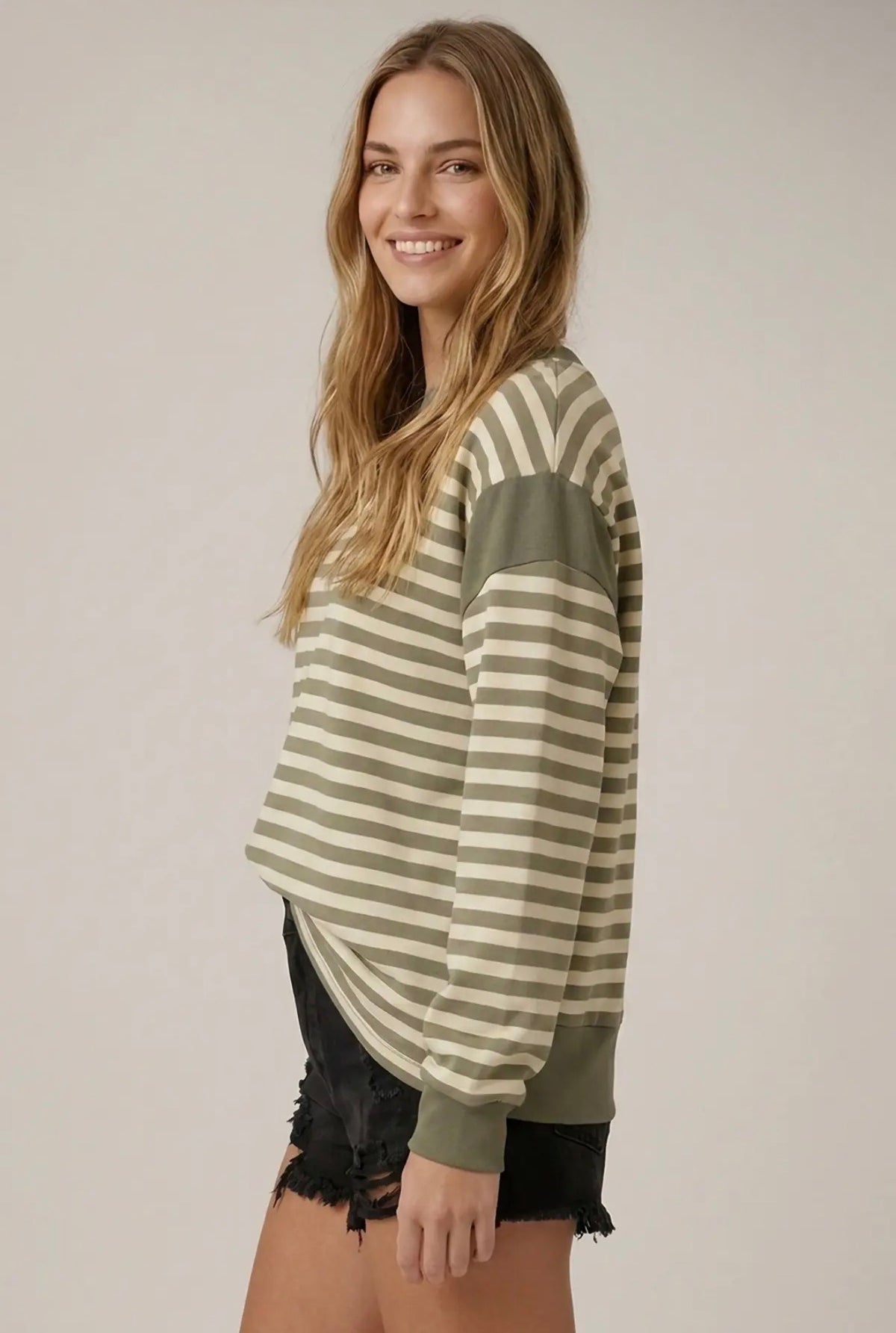 Stripe Shoulder Detail Sweatshirt