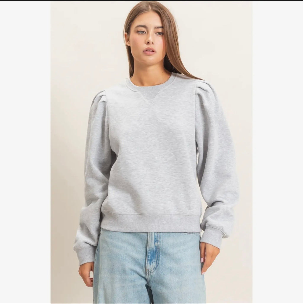 Puff Sleeve Crewneck Sweatshirt