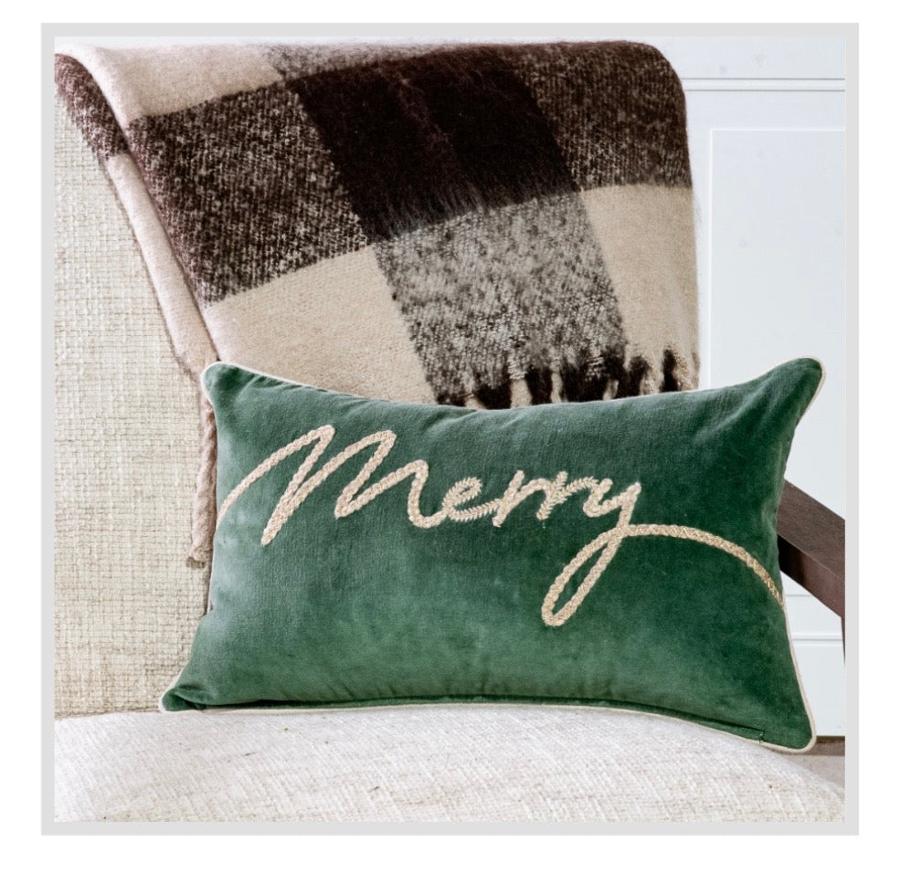 20" x 12" Green Merry Pillow