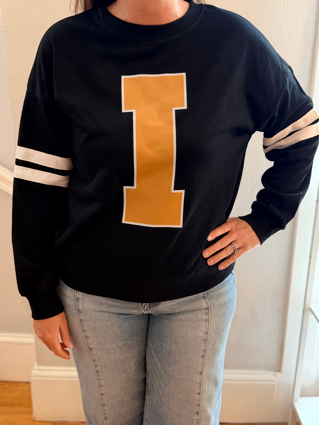Iowa Varsity Striped Detail Drop Shoulder Oversized Sweatshirt