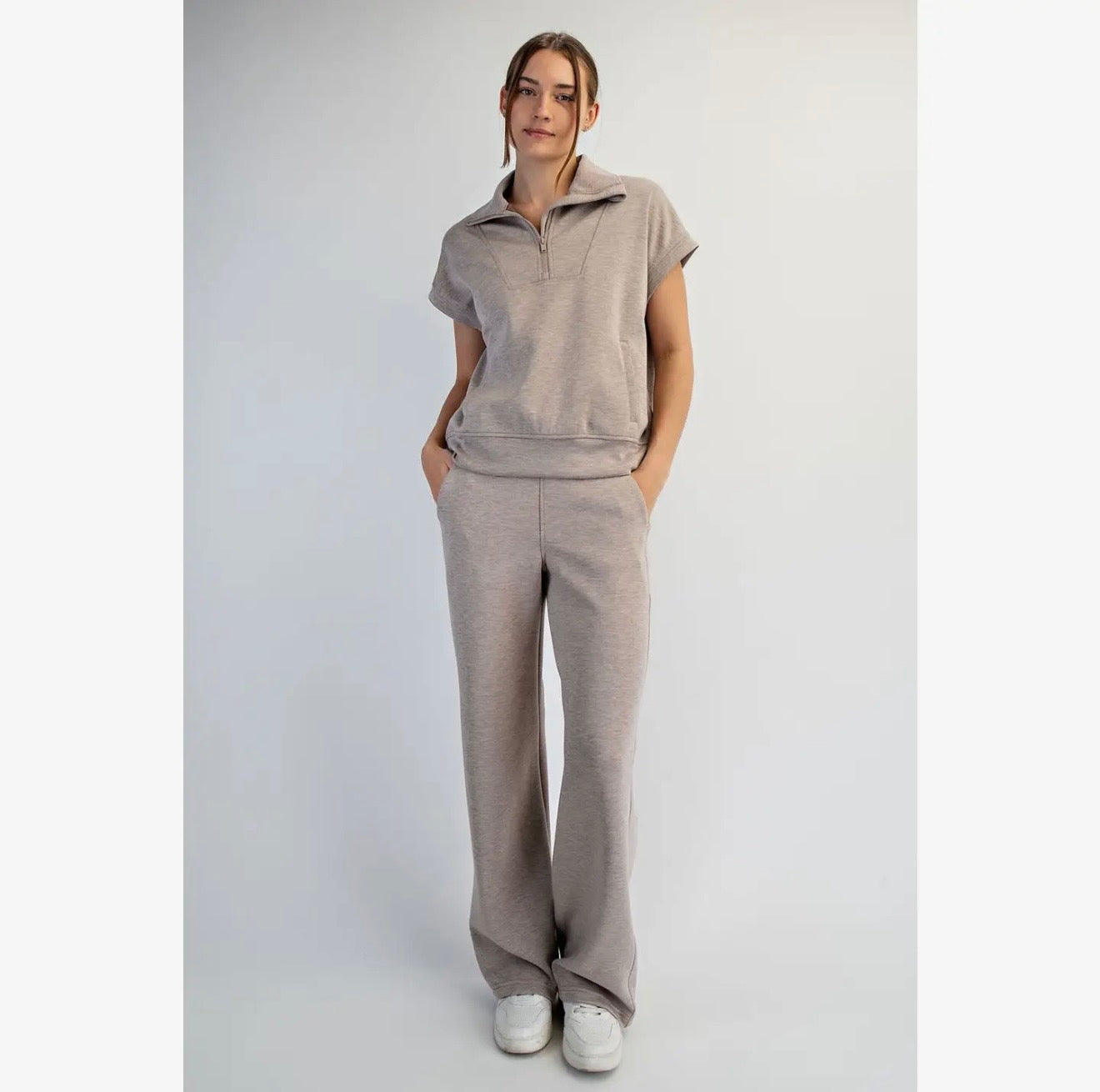 Modal Scuba Quarter zip Short Sleeve Top