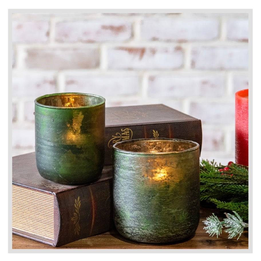 Green Glass Candle Holders
