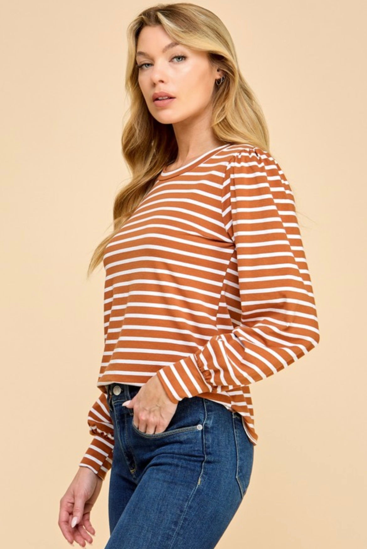 Striped Long Sleeve Knit Top