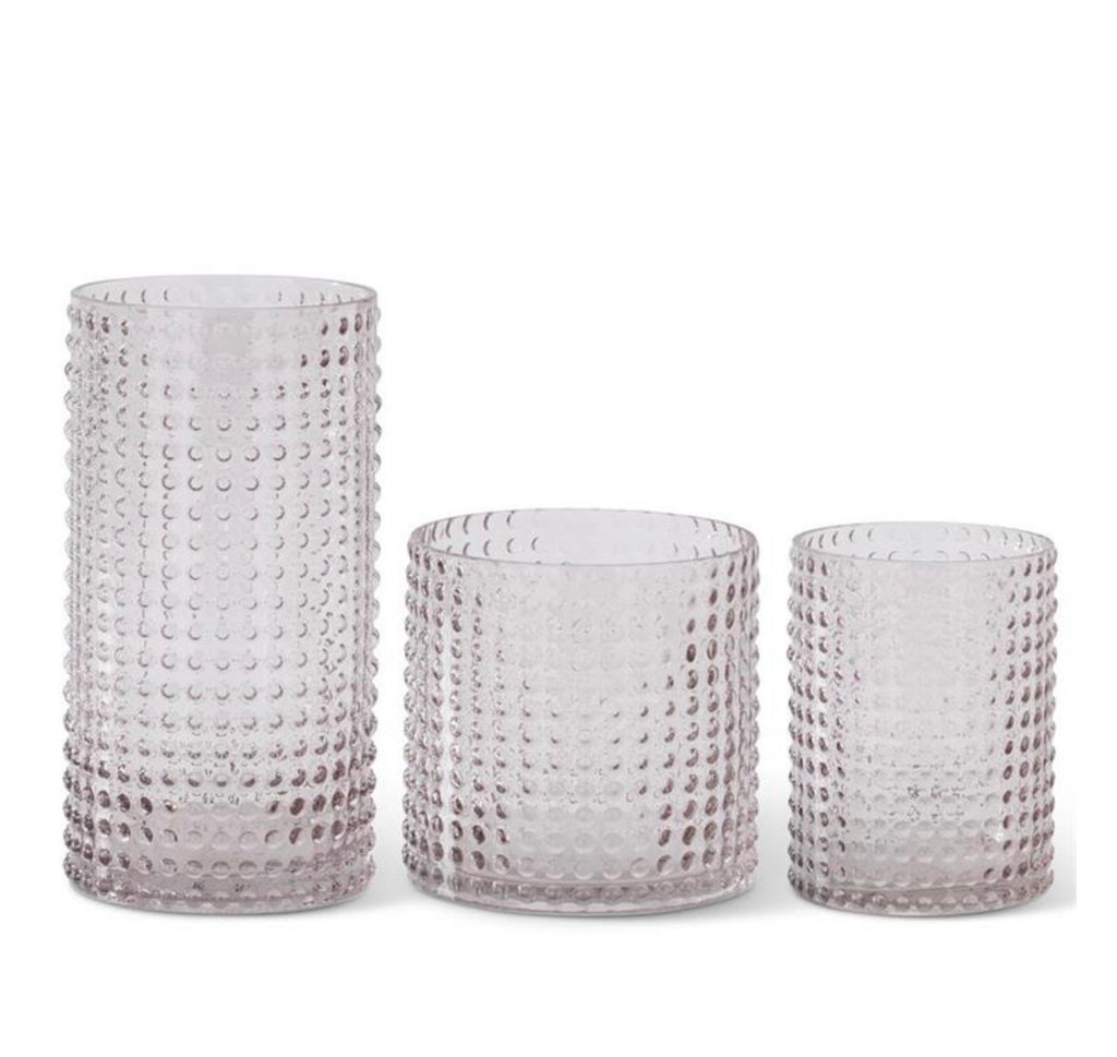 Pink Transparent Raised Dot Glass Vase