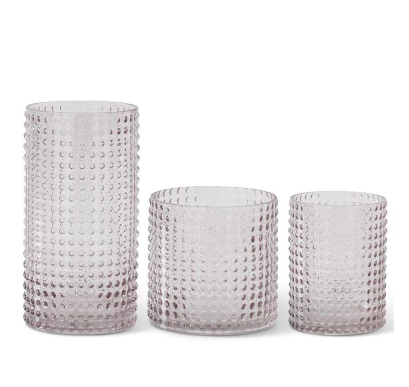 Pink Transparent Raised Dot Glass Vase