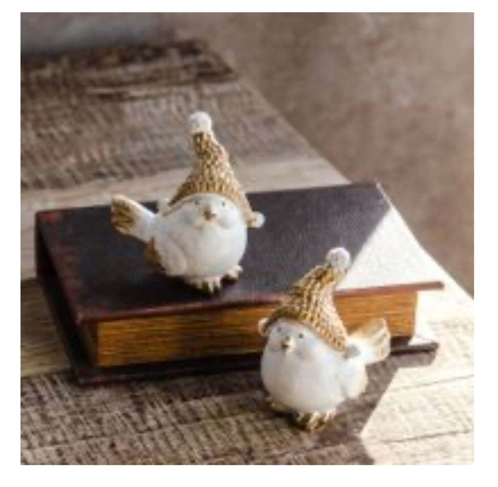 WHITE & GOLD WINTER BIRDS