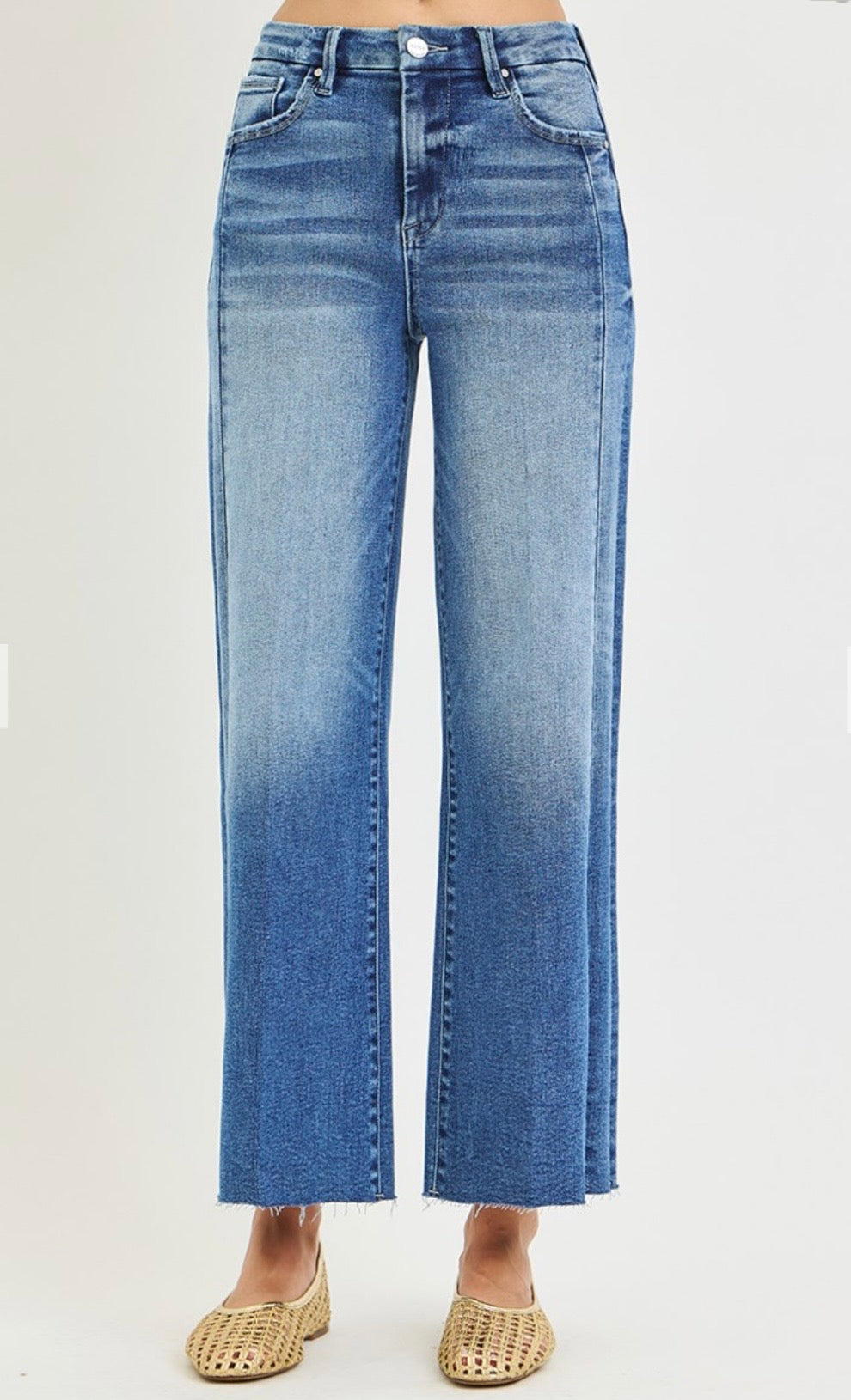 Risen High Rise Crop Side Seam Jeans