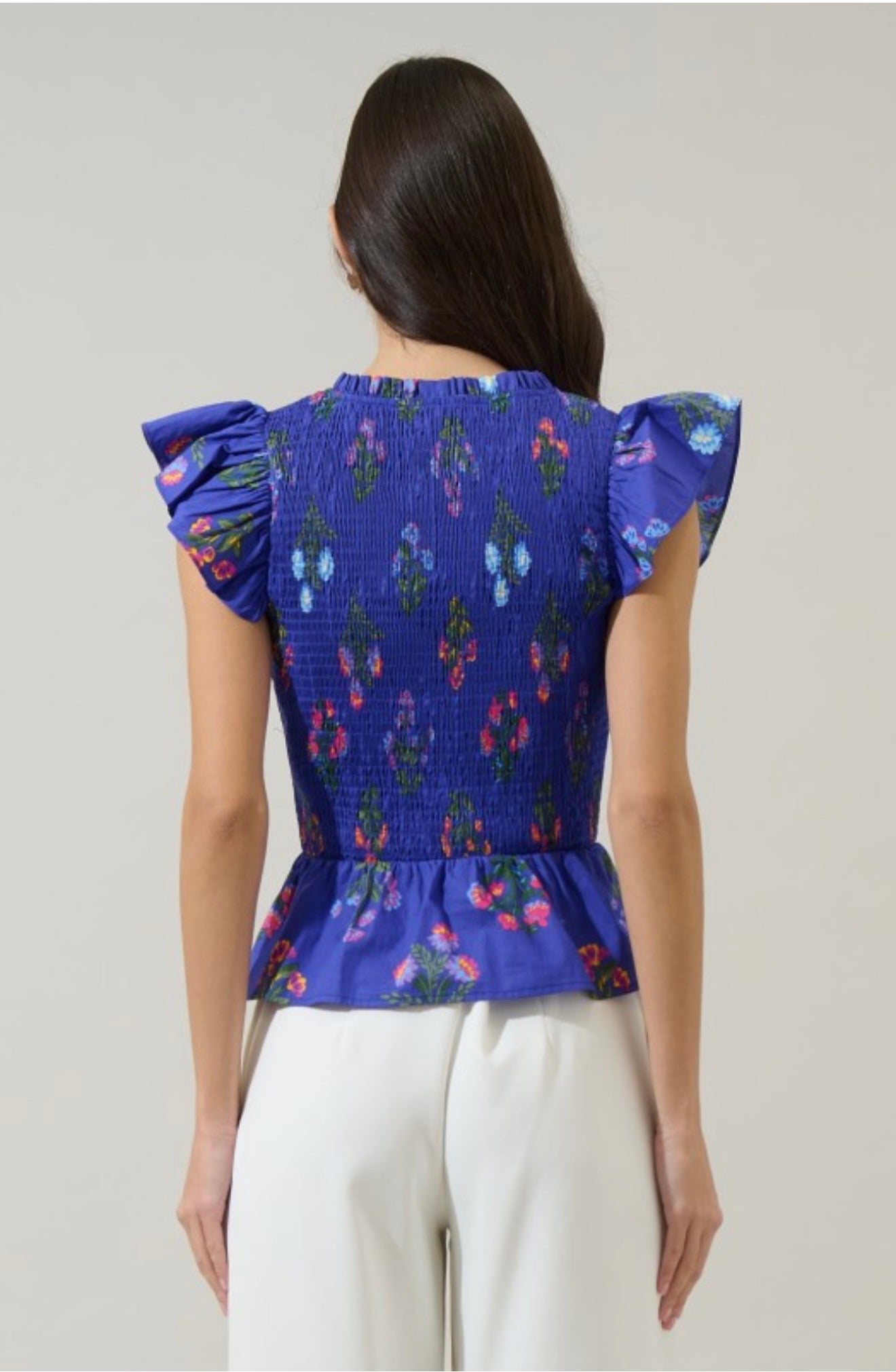 Floral Smocked Ruffle Top