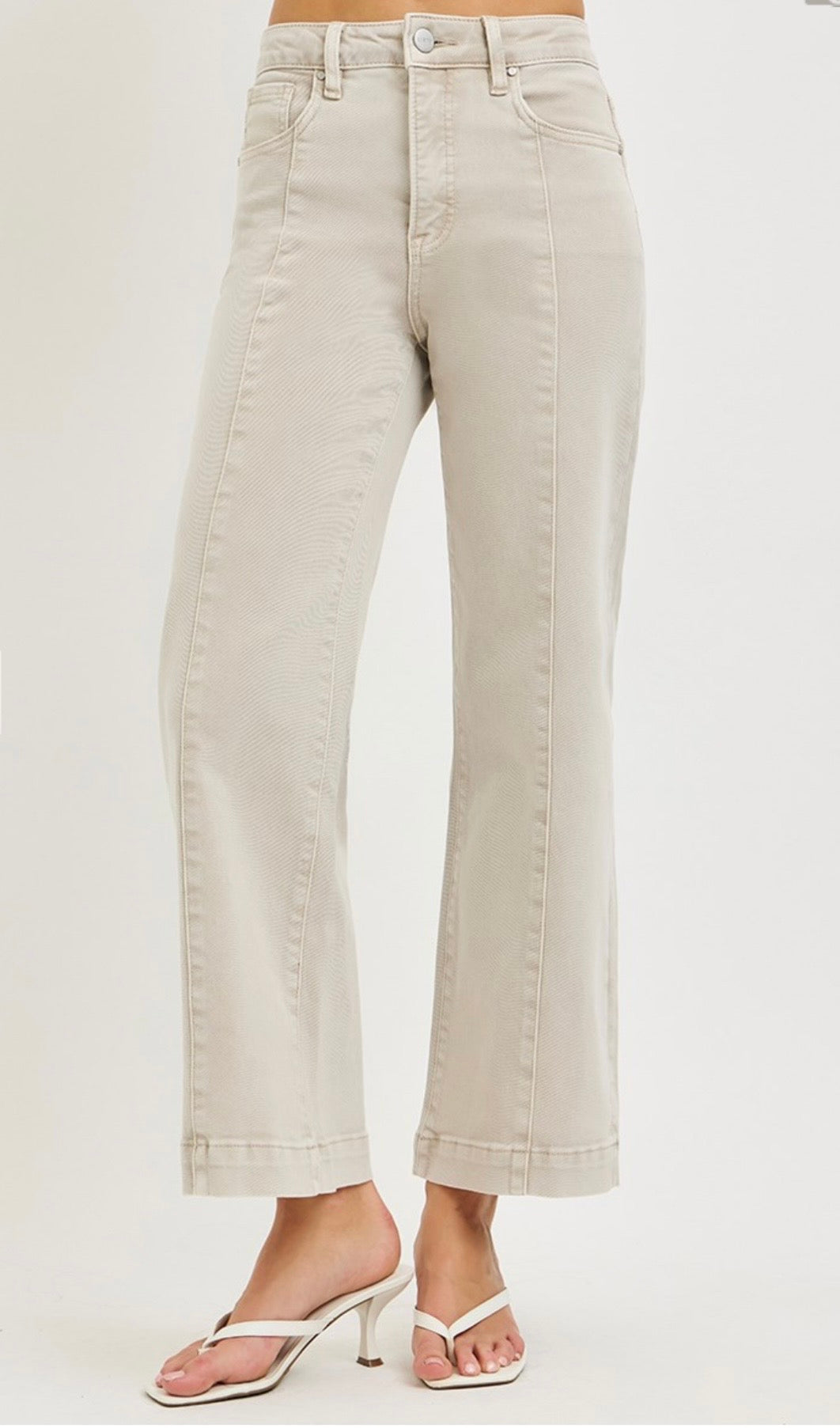 Risen Almond Front Seam Wide Leg Jean