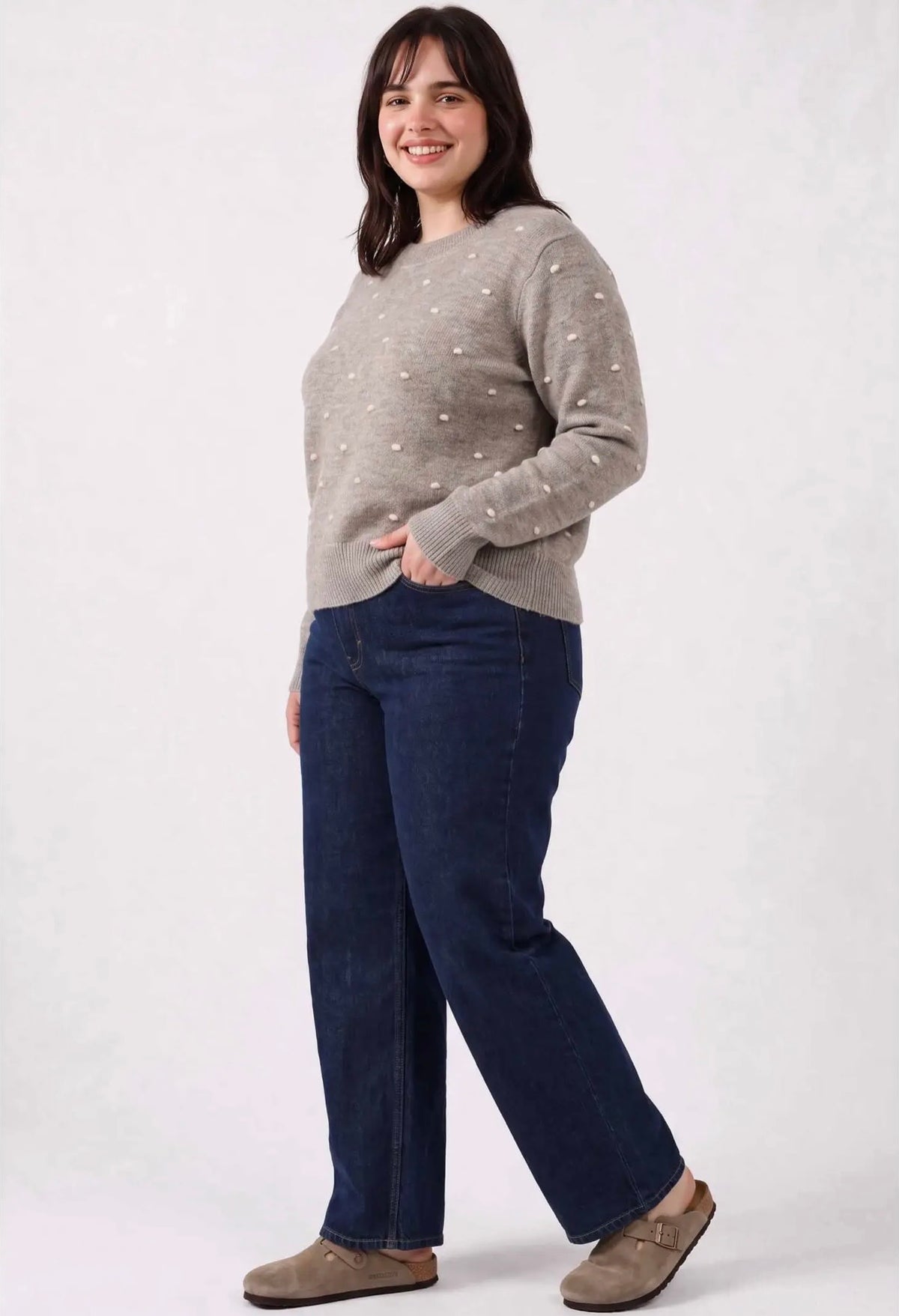 Curvy Cozy Dotted Knit Crewneck