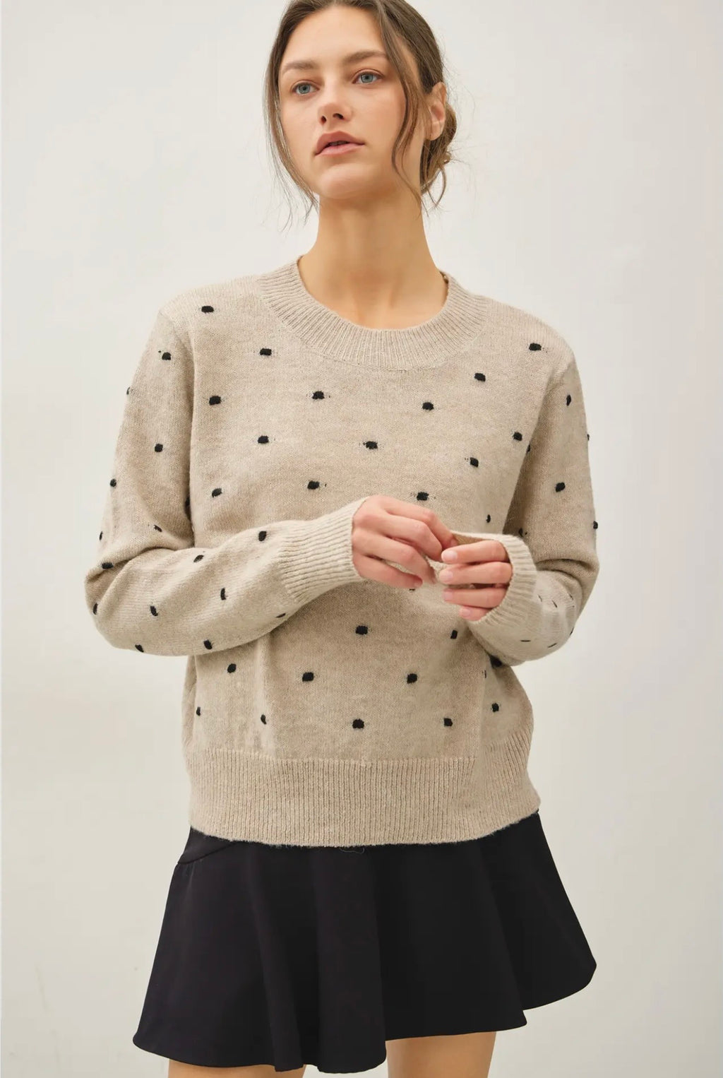 Cozy Dotted Knit Crewneck
