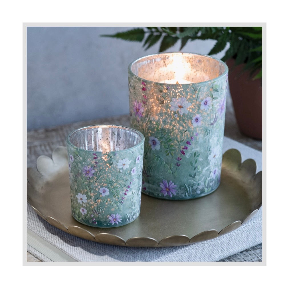Green Floral Candle Holders