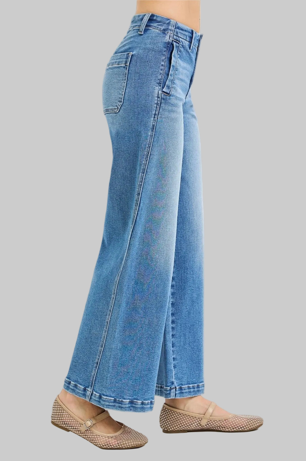 Risen Mid Rise Ankle Wide Seam Jean
