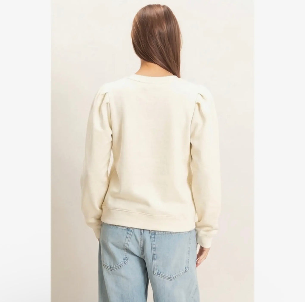 Puff Sleeve Crewneck Sweatshirt