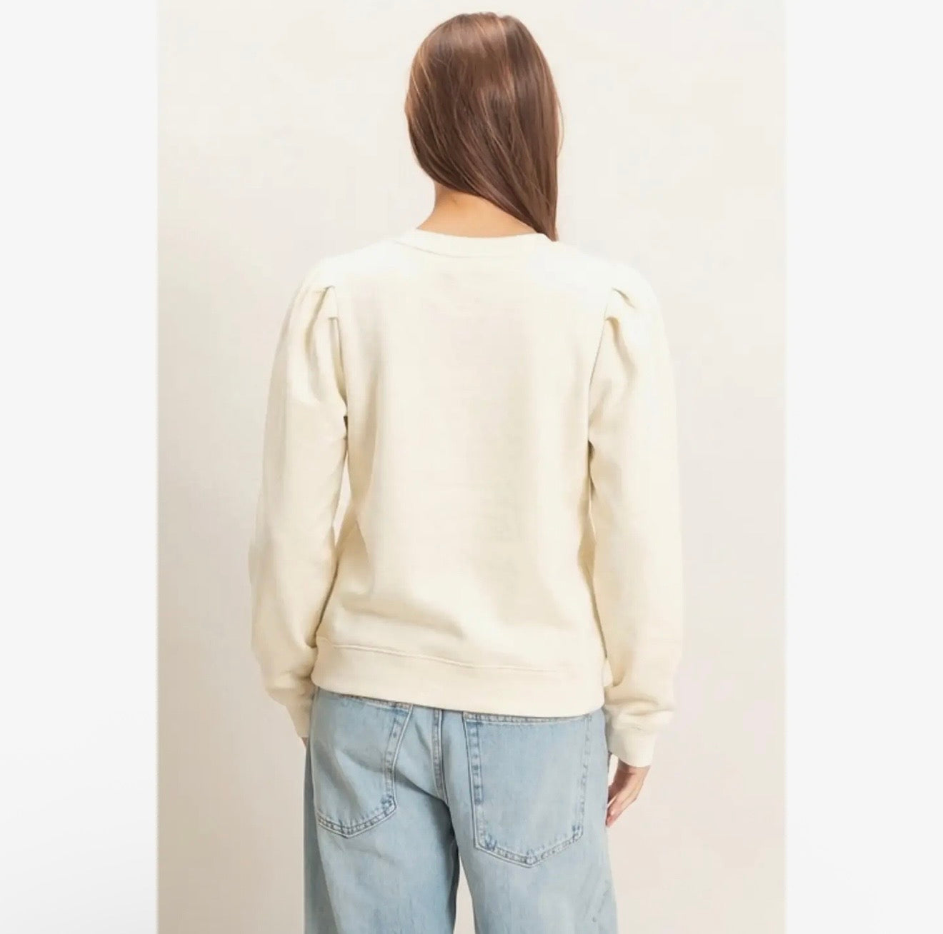 Puff Sleeve Crewneck Sweatshirt