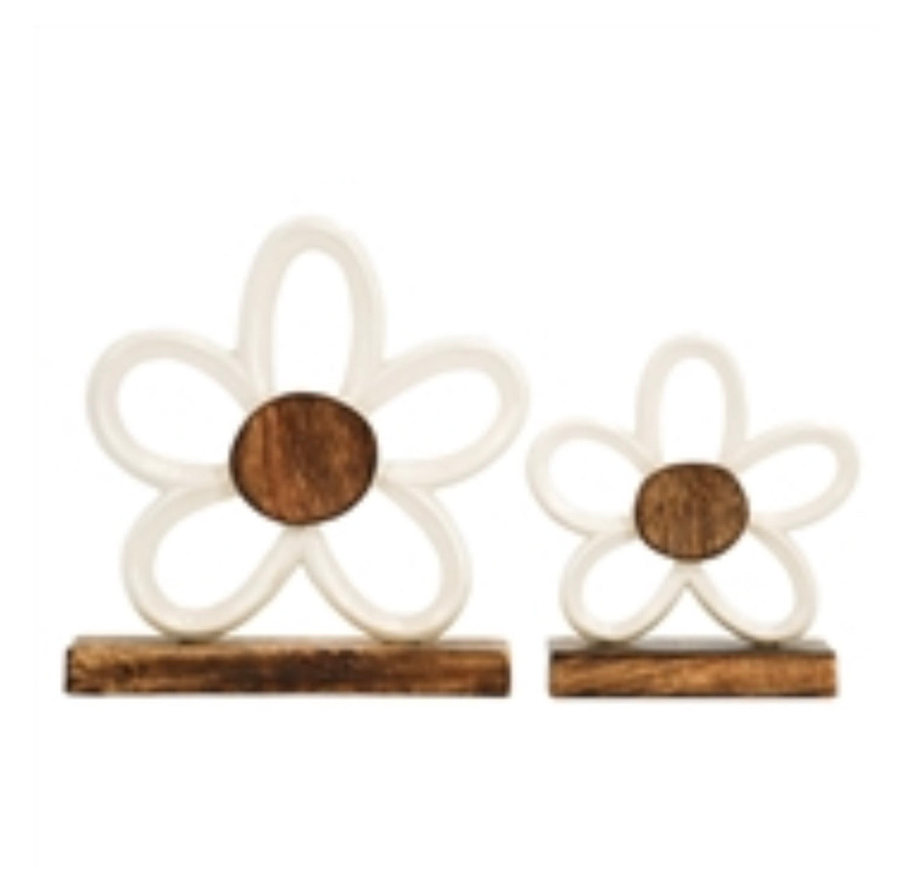 White Metal Daisy on Stand