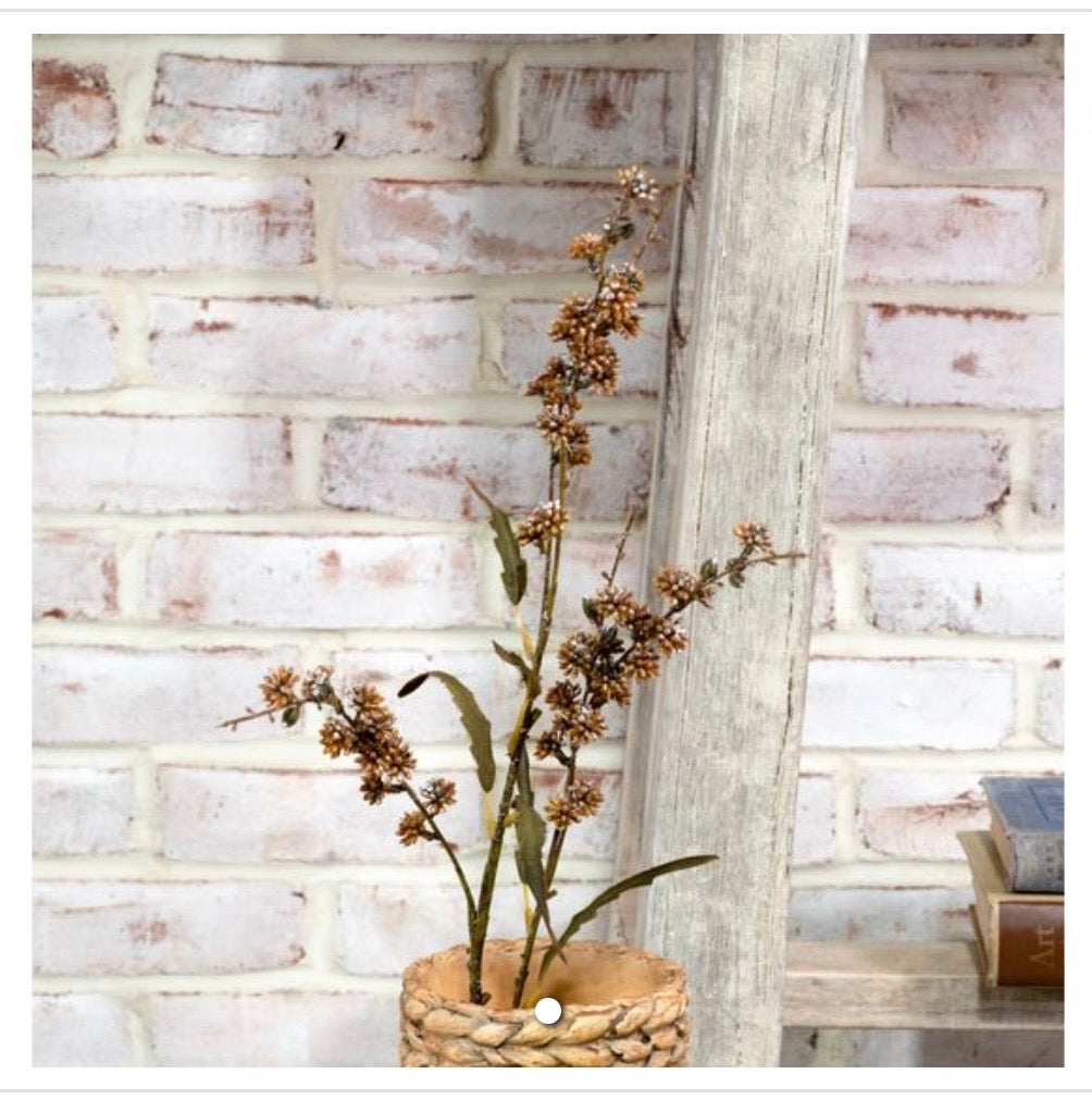 34" Orange and Green Wild Flower Branch