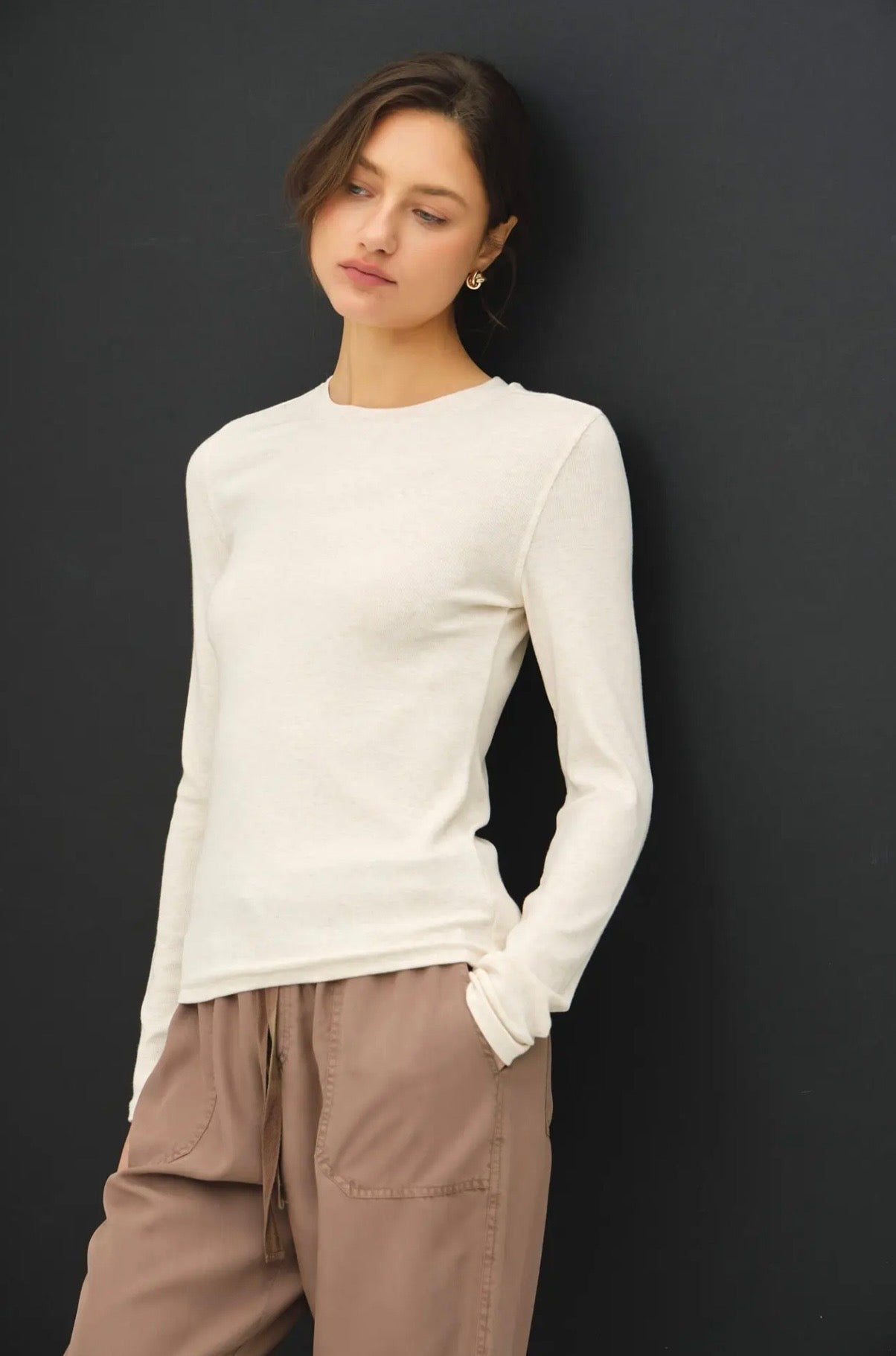 Classic Ribbed Crewneck Long Sleeve Tee