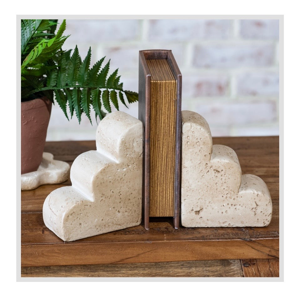 Scalloped Marble Bookends Set