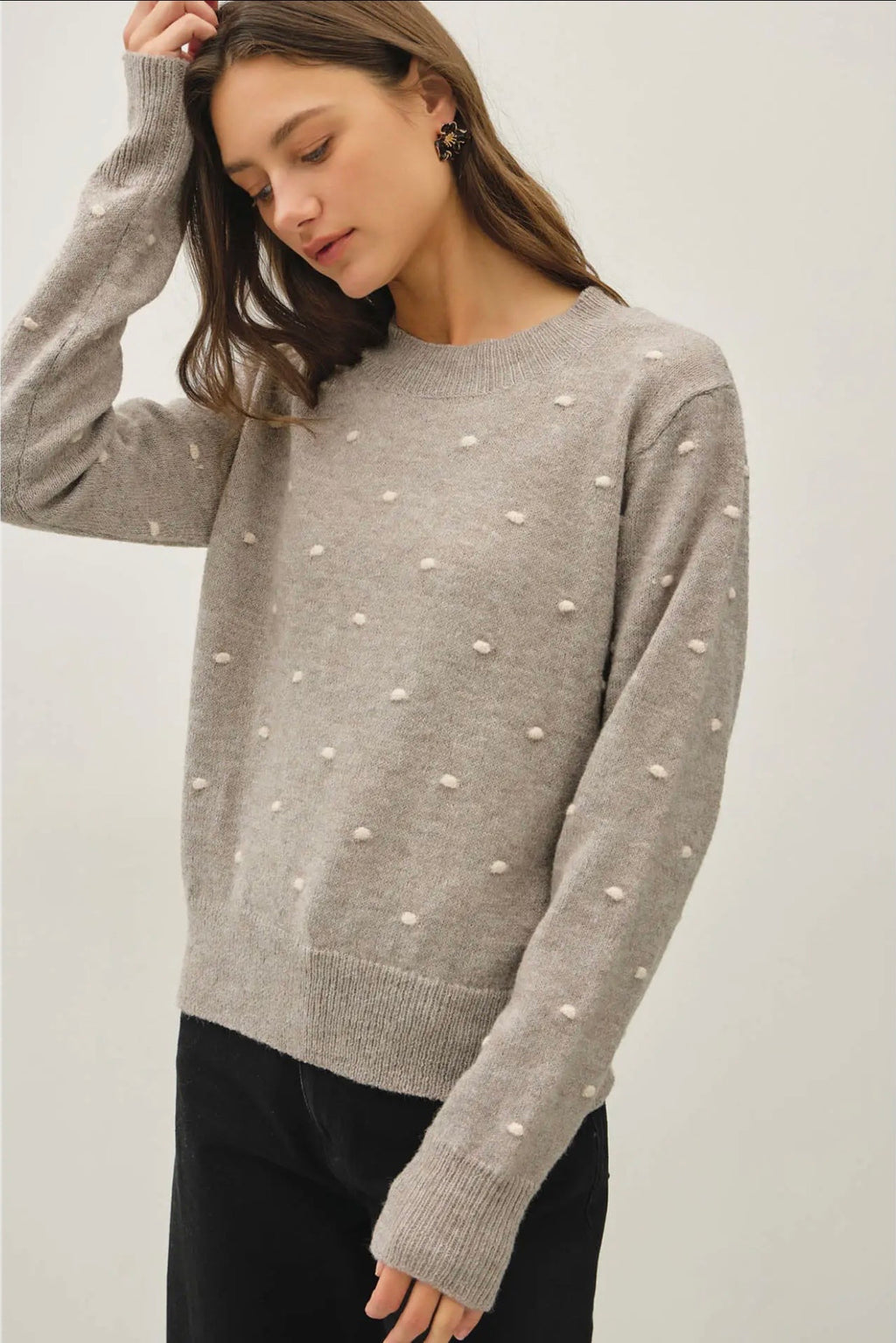 Cozy Dotted Knit Crewneck