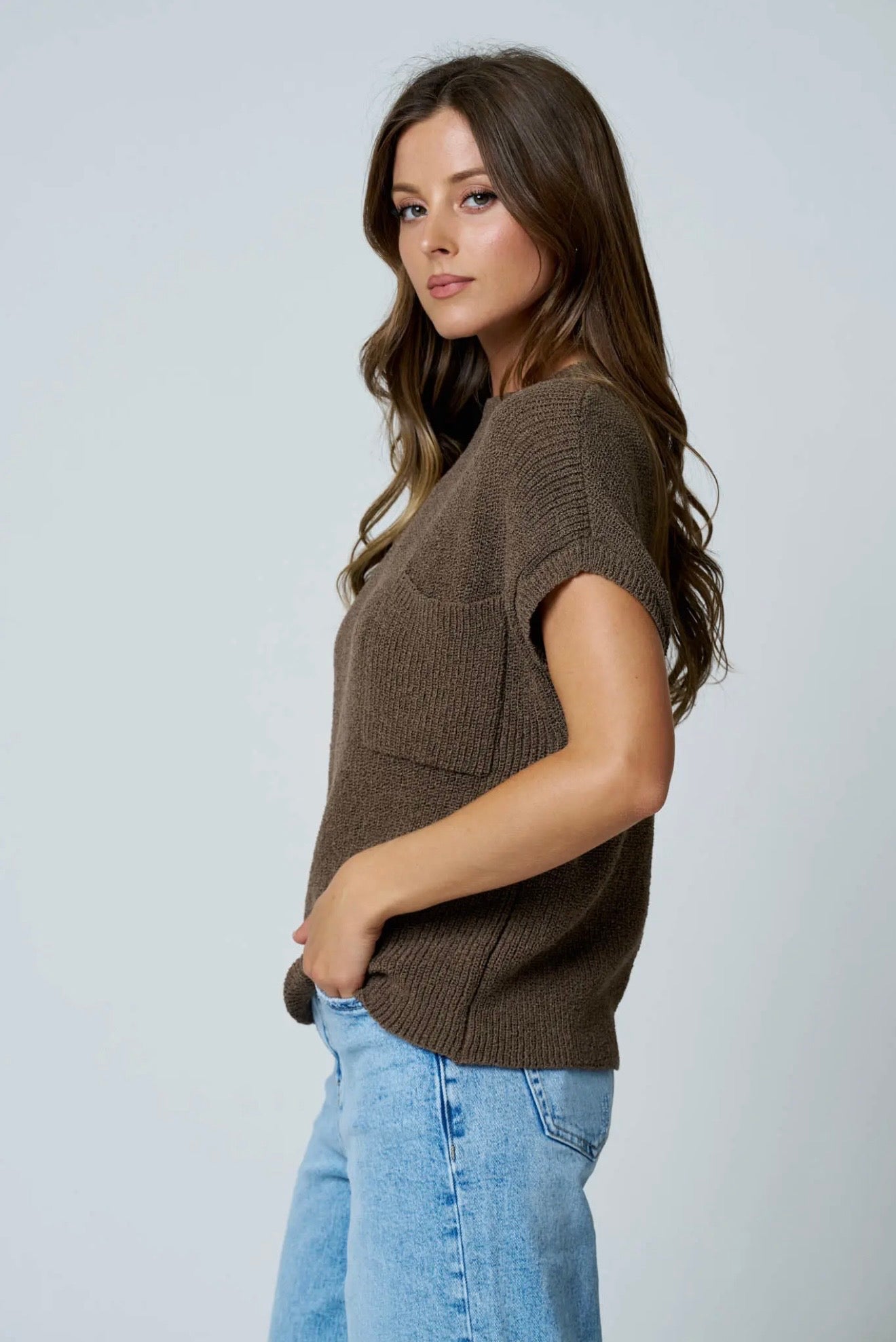 Short Sleeved Pocket Sweater