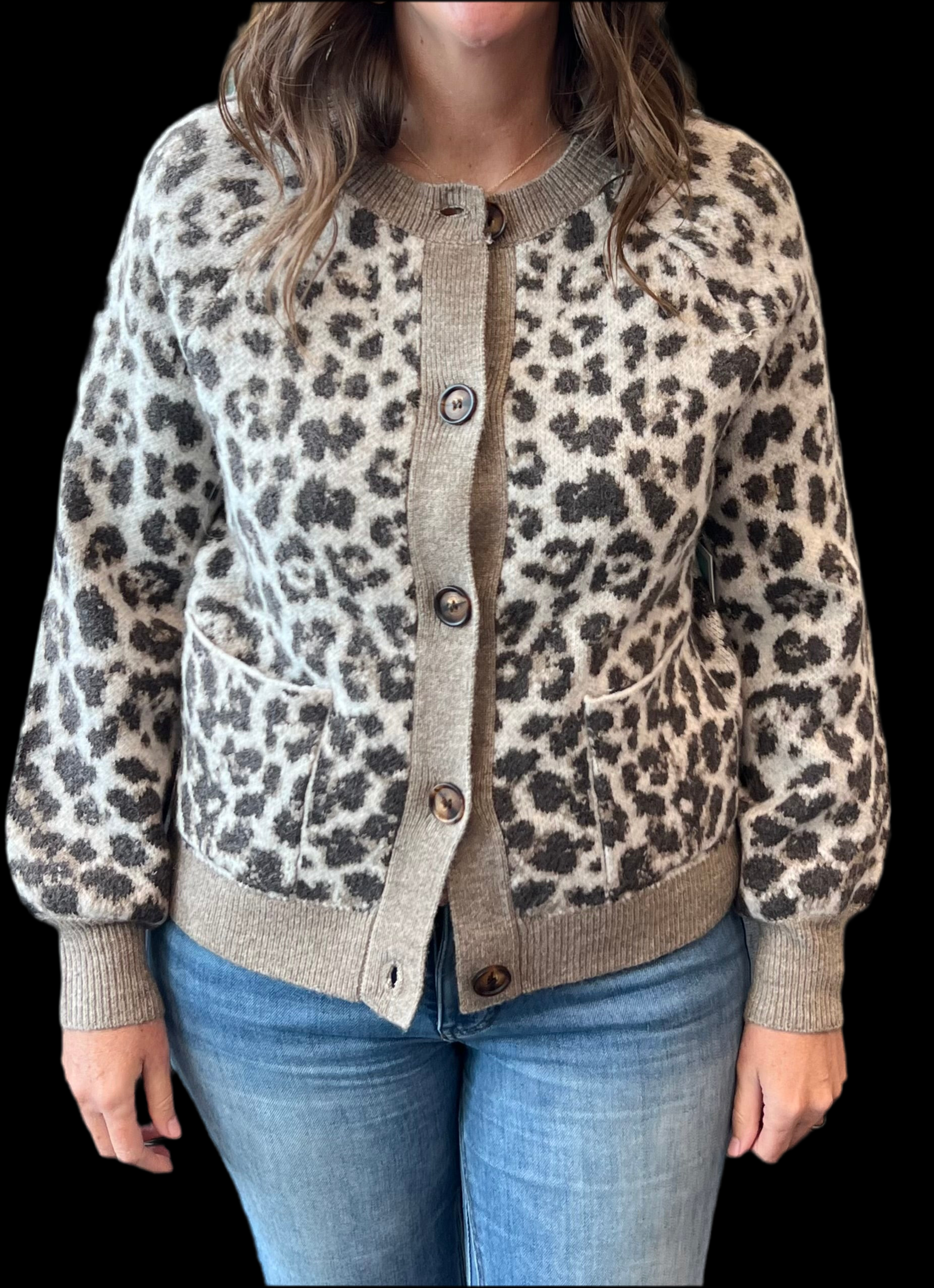 Leopard Button Down Cardigan Sweater