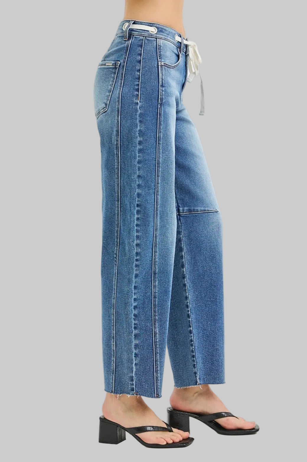 Risen Slouchy Ankle Barrel Jean with Drawstring Waist