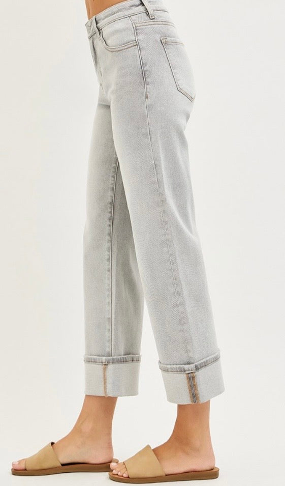 Risen Light Grey Straight Cuff Jean